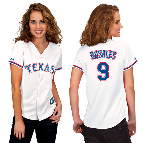 Adam Rosales #9 mlb Jersey-Texas Rangers Women's Authentic Home White Cool Base Baseball Jersey